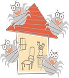 家とダニのイラスト
